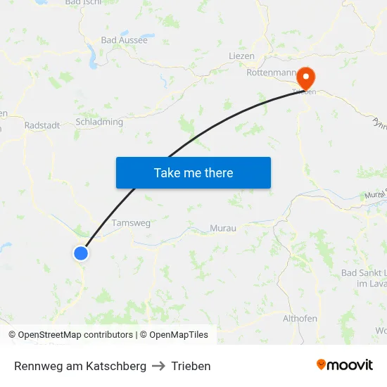 Rennweg am Katschberg to Trieben map