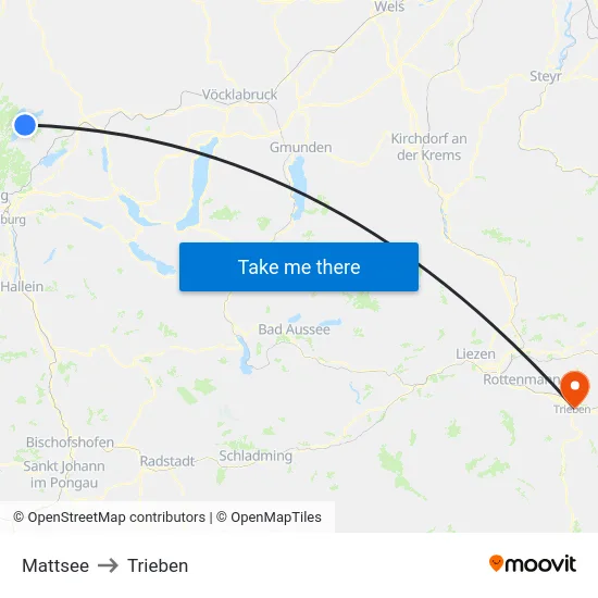 Mattsee to Trieben map