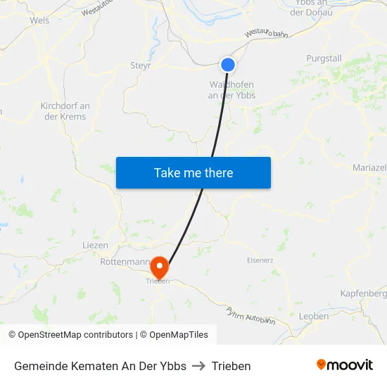 Gemeinde Kematen An Der Ybbs to Trieben map