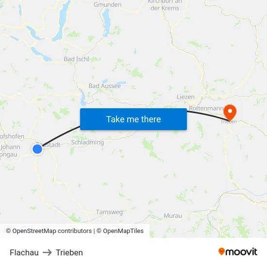 Flachau to Trieben map