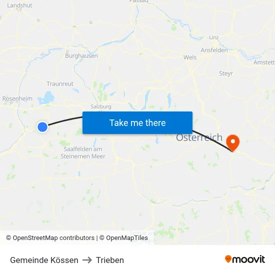 Gemeinde Kössen to Trieben map