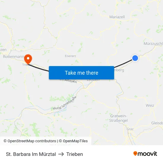 St. Barbara Im Mürztal to Trieben map
