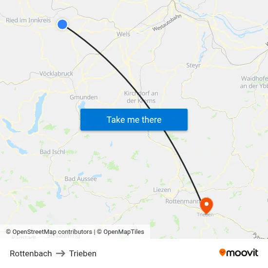 Rottenbach to Trieben map