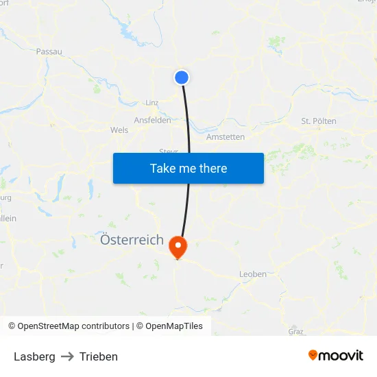 Lasberg to Trieben map