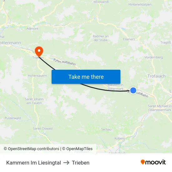 Kammern Im Liesingtal to Trieben map
