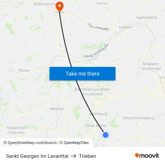 Sankt Georgen Im Lavanttal to Trieben map