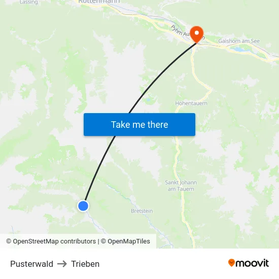 Pusterwald to Trieben map