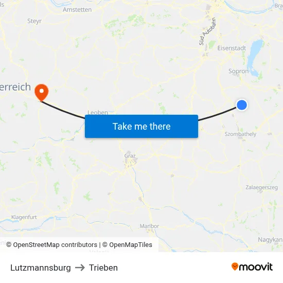 Lutzmannsburg to Trieben map