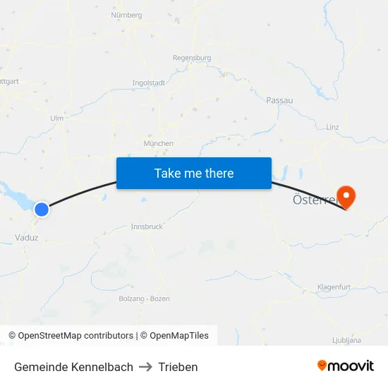 Gemeinde Kennelbach to Trieben map