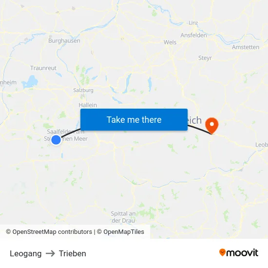 Leogang to Trieben map