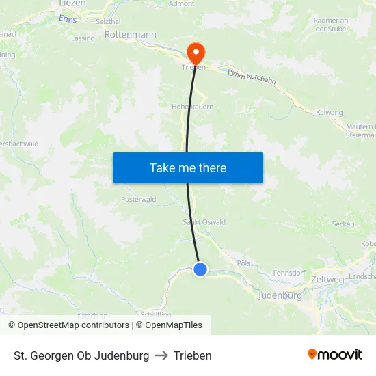 St. Georgen Ob Judenburg to Trieben map