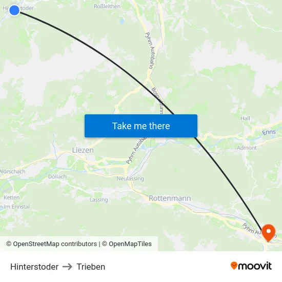 Hinterstoder to Trieben map