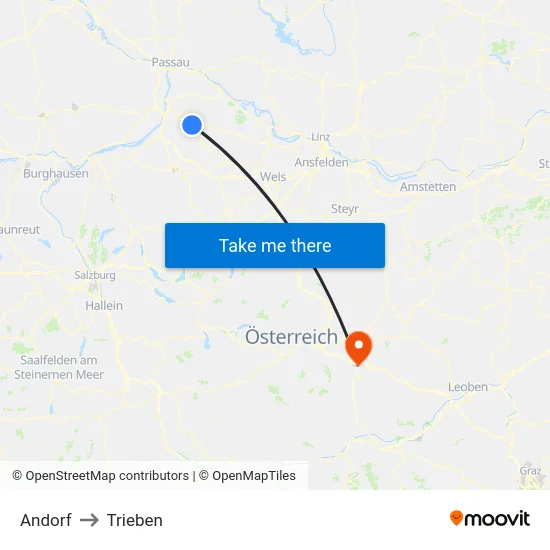 Andorf to Trieben map