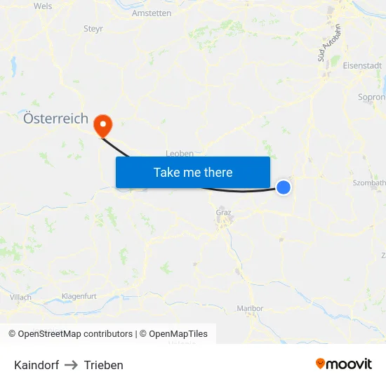 Kaindorf to Trieben map