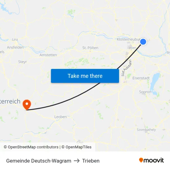 Gemeinde Deutsch-Wagram to Trieben map