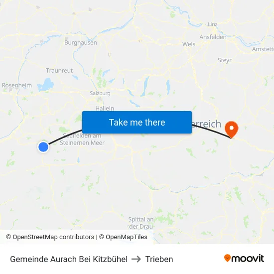 Gemeinde Aurach Bei Kitzbühel to Trieben map