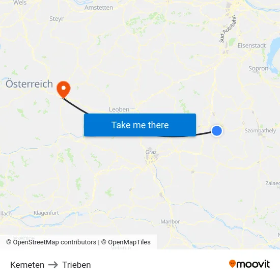 Kemeten to Trieben map