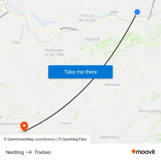 Neidling to Trieben map