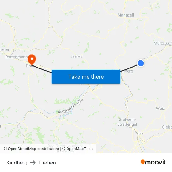 Kindberg to Trieben map