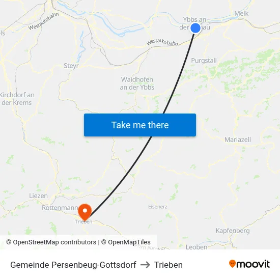 Gemeinde Persenbeug-Gottsdorf to Trieben map