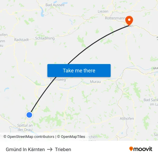 Gmünd In Kärnten to Trieben map
