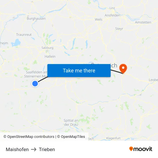 Maishofen to Trieben map