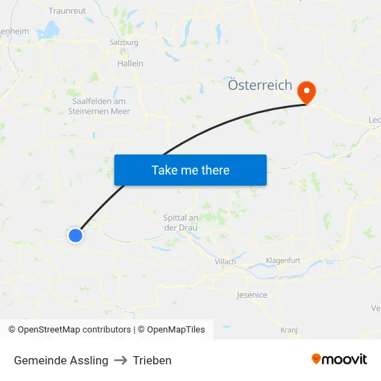 Gemeinde Assling to Trieben map