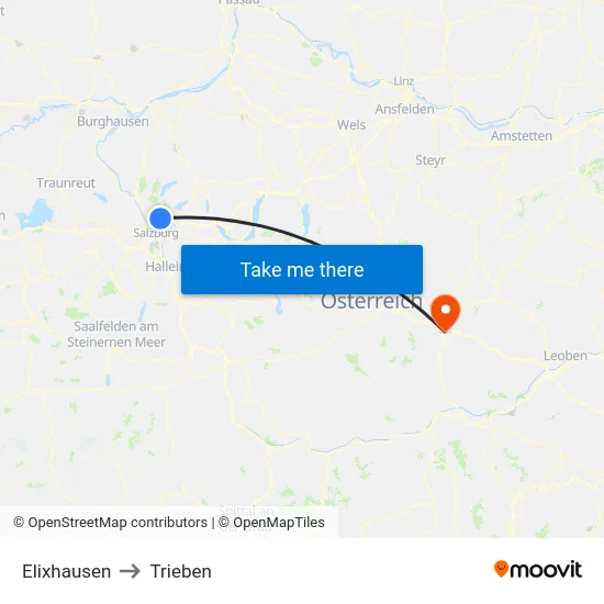 Elixhausen to Trieben map