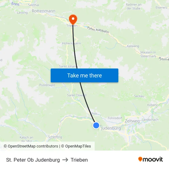 St. Peter Ob Judenburg to Trieben map
