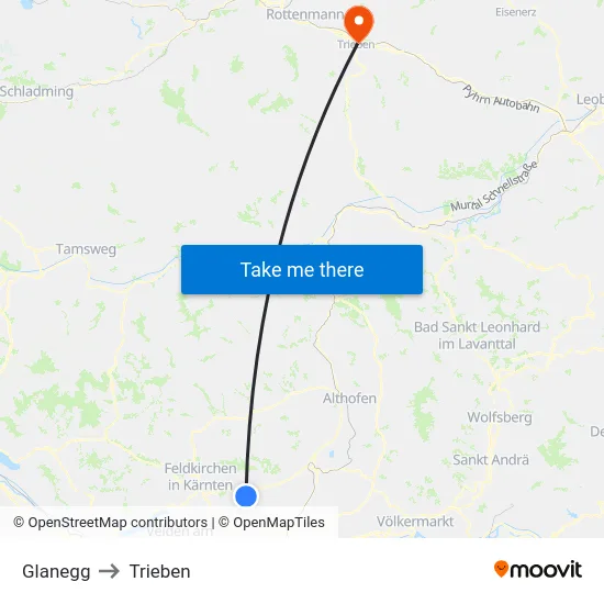 Glanegg to Trieben map