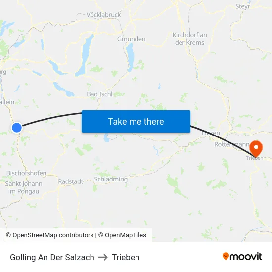 Golling An Der Salzach to Trieben map