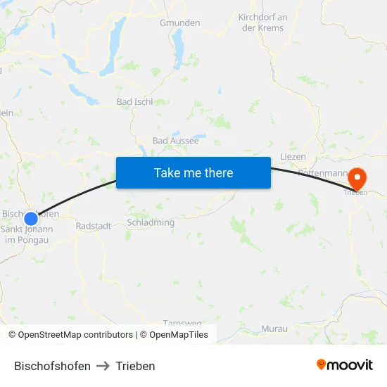 Bischofshofen to Trieben map