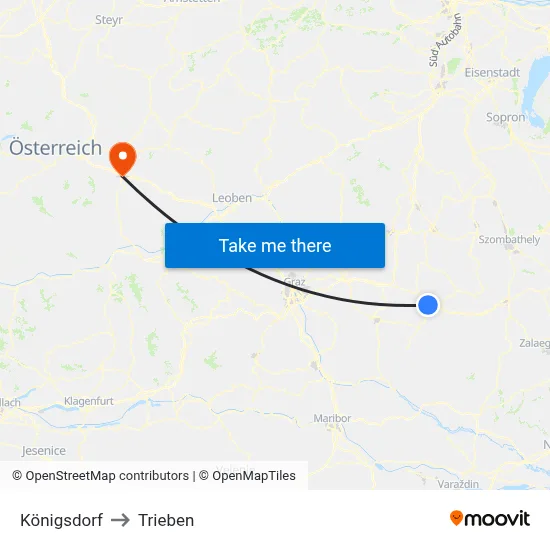 Königsdorf to Trieben map