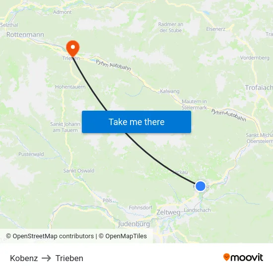 Kobenz to Trieben map