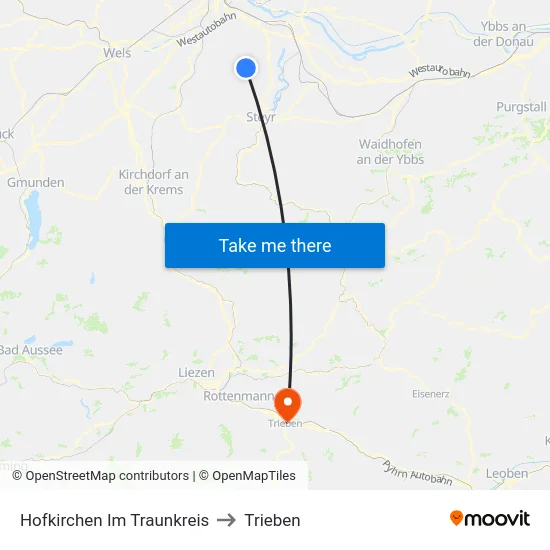 Hofkirchen Im Traunkreis to Trieben map