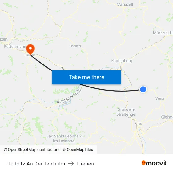 Fladnitz An Der Teichalm to Trieben map