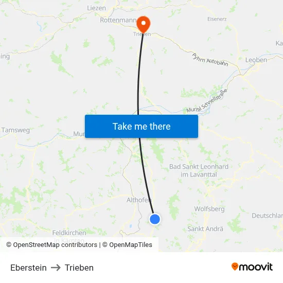Eberstein to Trieben map