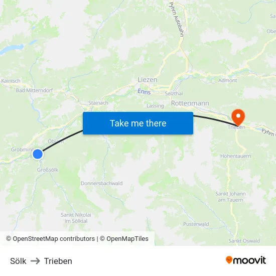 Sölk to Trieben map