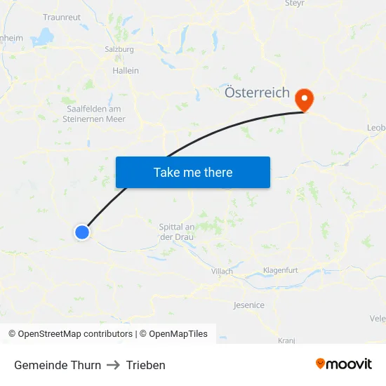Gemeinde Thurn to Trieben map