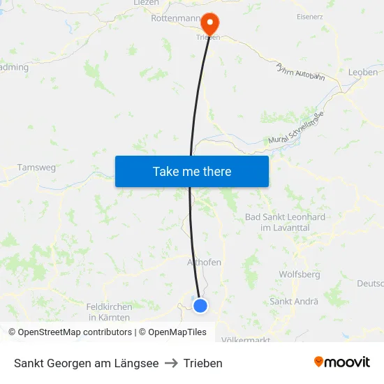 Sankt Georgen am Längsee to Trieben map