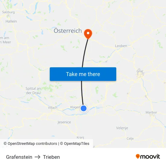 Grafenstein to Trieben map