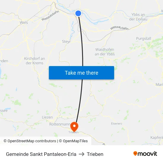 Gemeinde Sankt Pantaleon-Erla to Trieben map