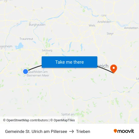 Gemeinde St. Ulrich am Pillersee to Trieben map