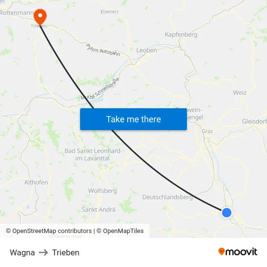 Wagna to Trieben map