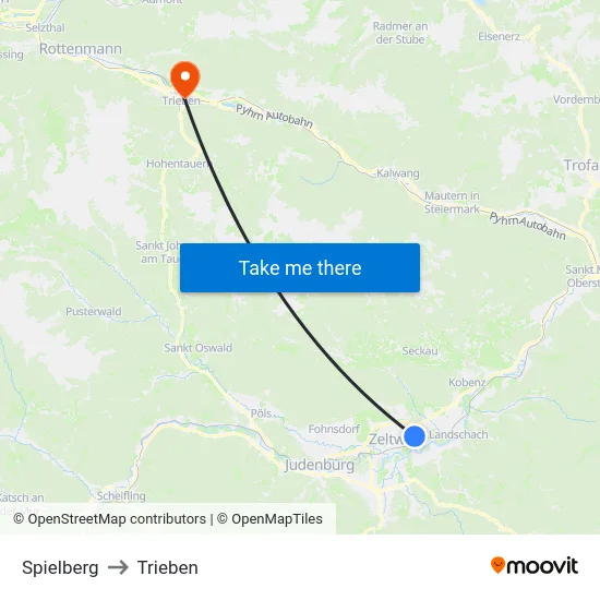 Spielberg to Trieben map