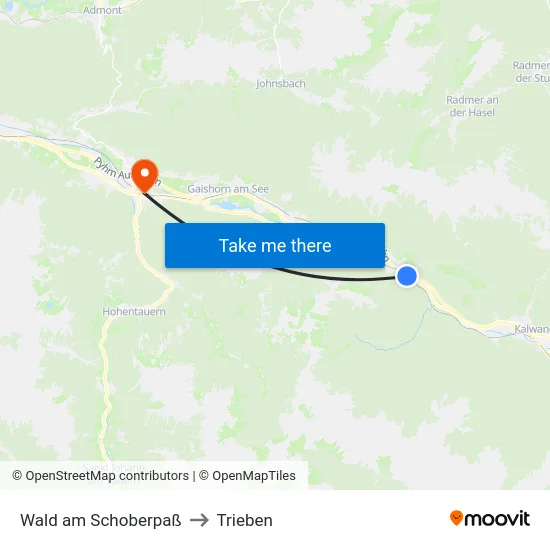 Wald am Schoberpaß to Trieben map