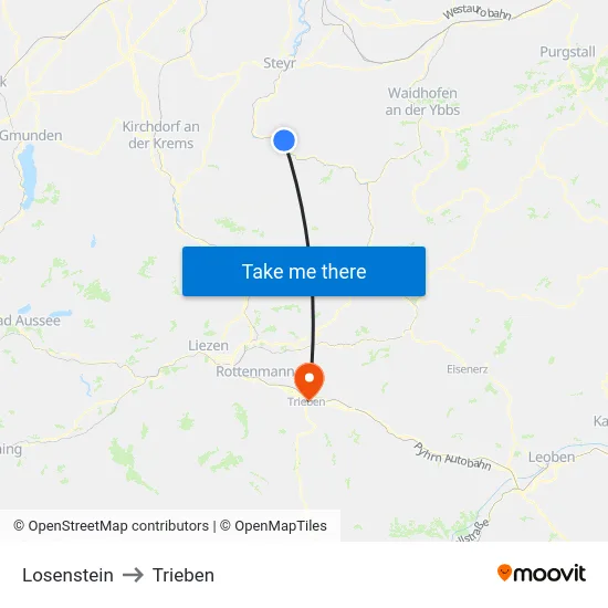 Losenstein to Trieben map