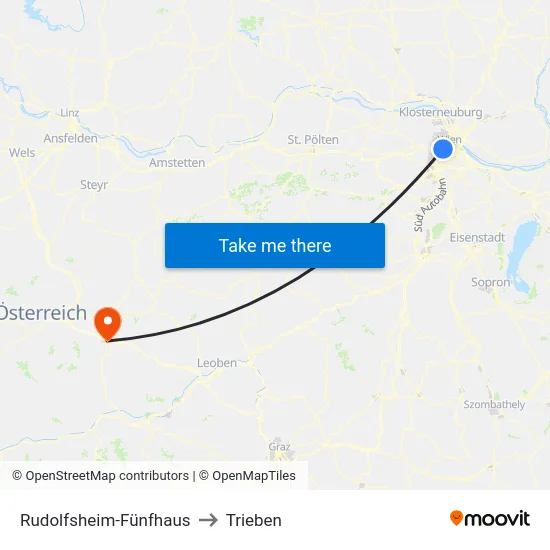 Rudolfsheim-Fünfhaus to Trieben map