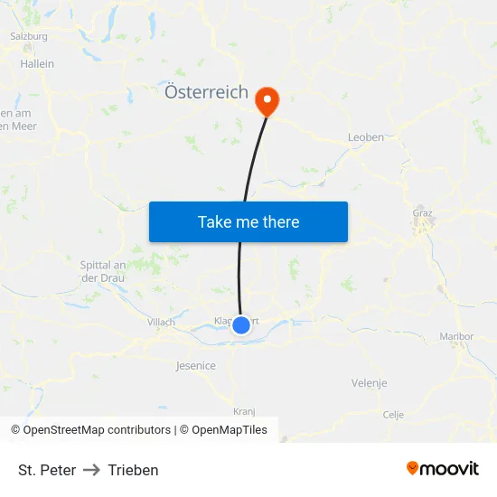 St. Peter to Trieben map