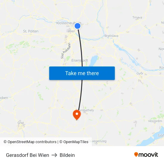 Gerasdorf Bei Wien to Bildein map